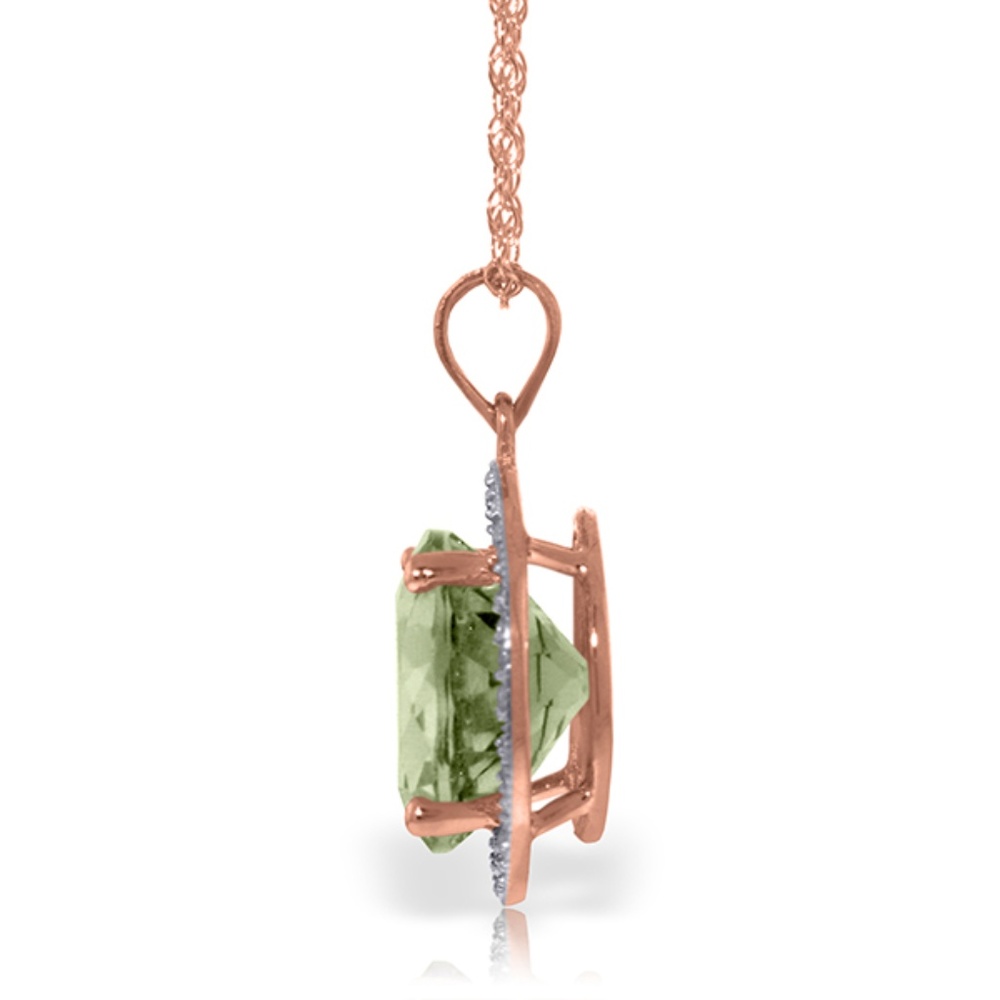 14K. SOLID GOLD DIAMONDS & GREEN AMETHYST NECKLACE - Picture 2 of 7